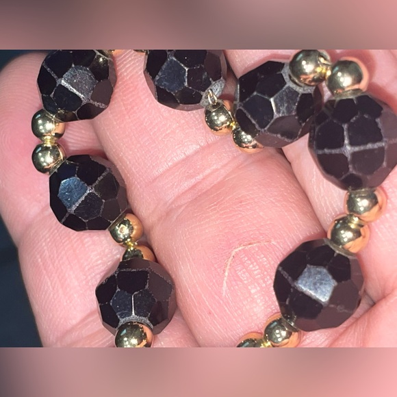 Vintage Park Lane Bracelet in Black Lucite Bead 7.5" - Picture 8 of 9